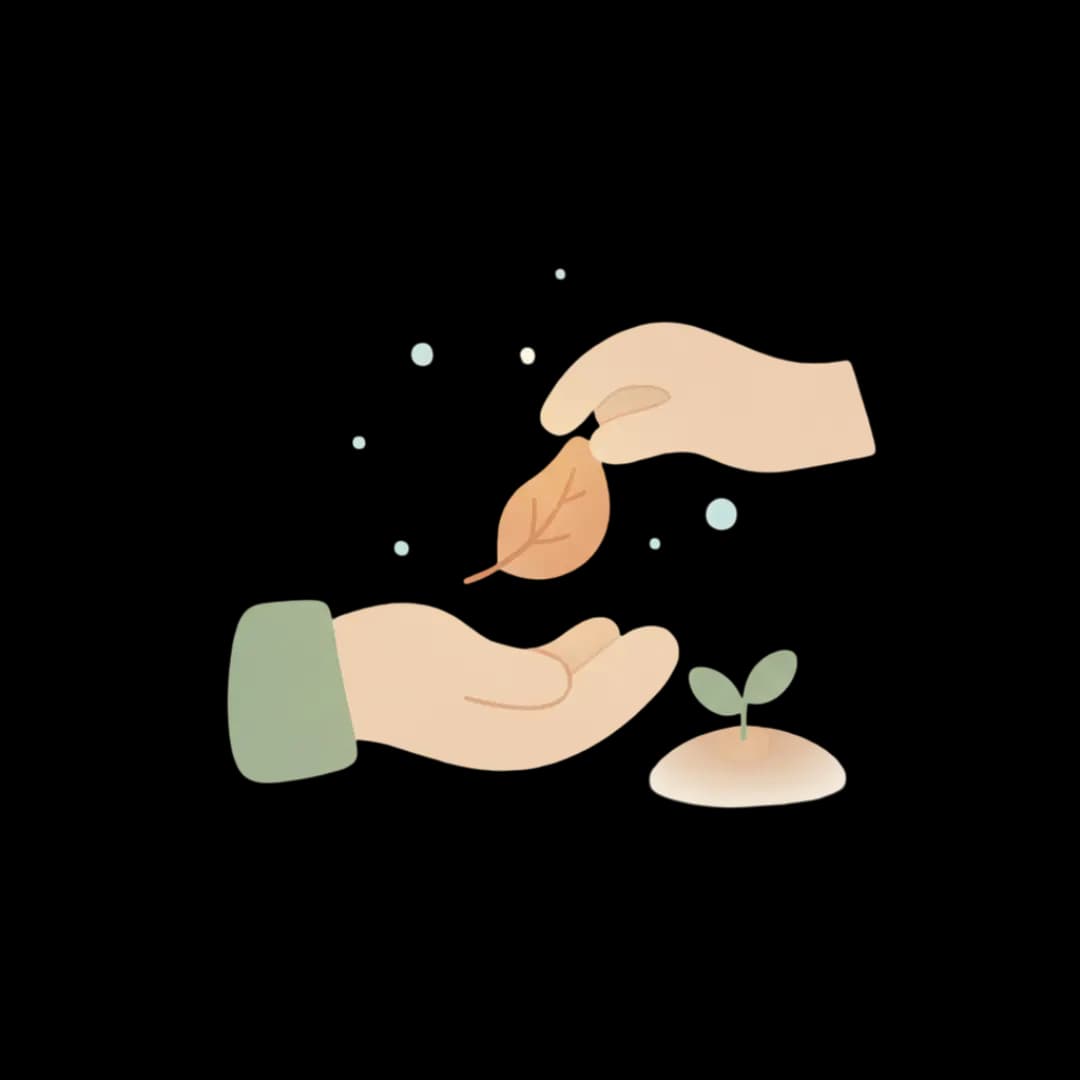 Hands holding a plant, representing care and growth